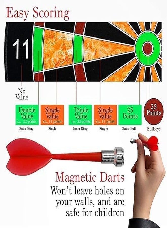 Coracy Round Magnetic Dartboard Board Game Set, Magnet Dart Board Game for Kids and Adults, Target Shooting Game, Indoor and Outdoor Magnetic Score Dartboard Kit with 6 Darts (34 Cm), Multicolor - Image 5
